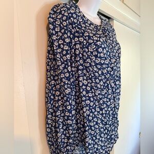 Old Navy Blue and White Floral Shirt